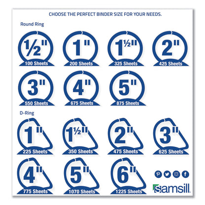 Samsill Earth's Choice Biobased Round Ring View Binder, 3 Rings, 0.5" Capacity, 11 x 8.5, White