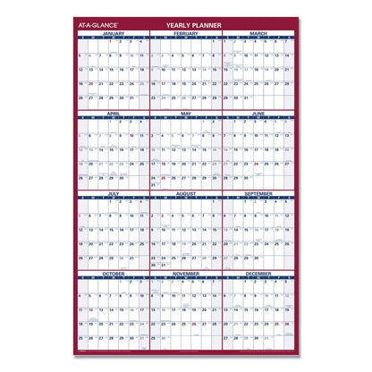 AT-A-GLANCE Erasable Vertical/Horizontal Wall Planner, 32 x 48, White/Blue/Red Sheets, 12-Month (Jan to Dec): 2023