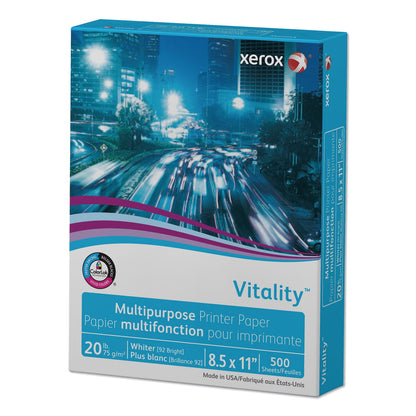 xerox Vitality Multipurpose Print Paper, 92 Bright, 20 lb Bond Weight, 8.5 x 11, White, 500/Ream