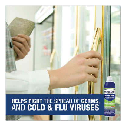 Microban 24-Hour Disinfectant Sanitizing Spray, Citrus, 15 oz Aerosol Spray, 6/Carton
