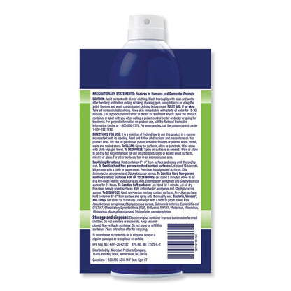 Microban 24-Hour Disinfectant Sanitizing Spray, Citrus, 15 oz Aerosol Spray, 6/Carton