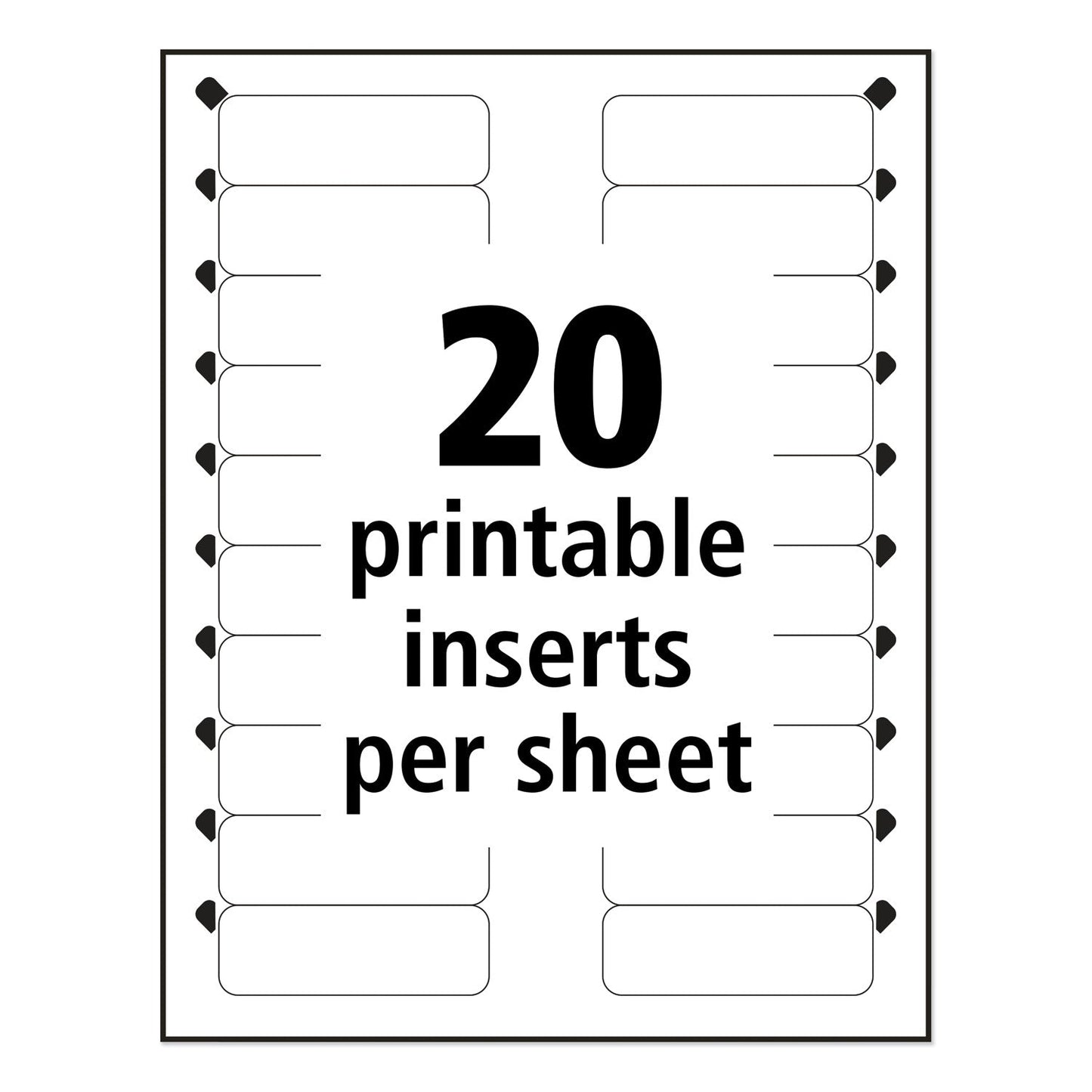 Avery The Mighty Badge Name Badge Holder Kit, Horizontal, 3 x 1, Inkjet, Silver, 10 Holders/ 80 Inserts