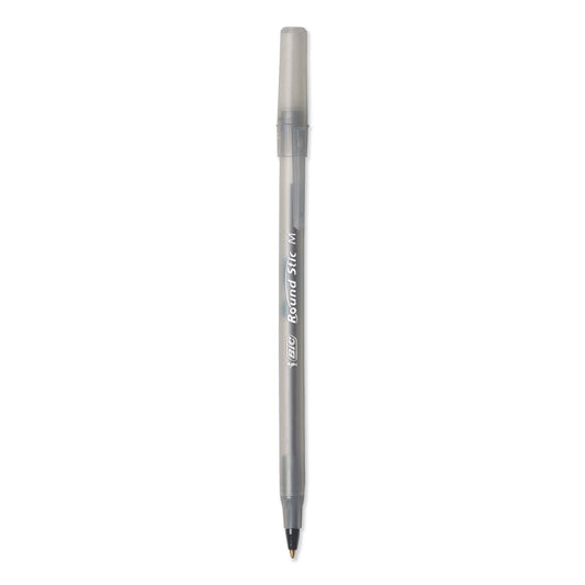 BIC Round Stic Xtra Life Ballpoint Pen Xtra-Value Pack, Stick, Medium 1 mm, Black Ink, Black Barrel, 240/Carton