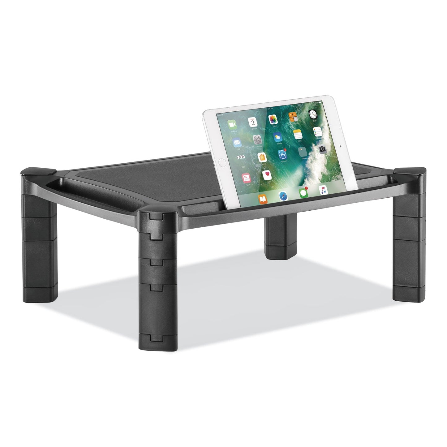 Innovera Large Monitor Stand with Cable Management, 12.99" x 17.1" x 6.6", Black, Supports 22 lbs