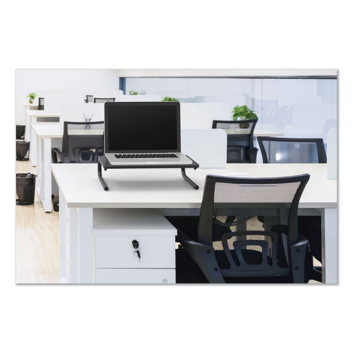 Innovera Metal Monitor Riser, 14.63" x 9.25" x 4", Black, Supports 44 lbs