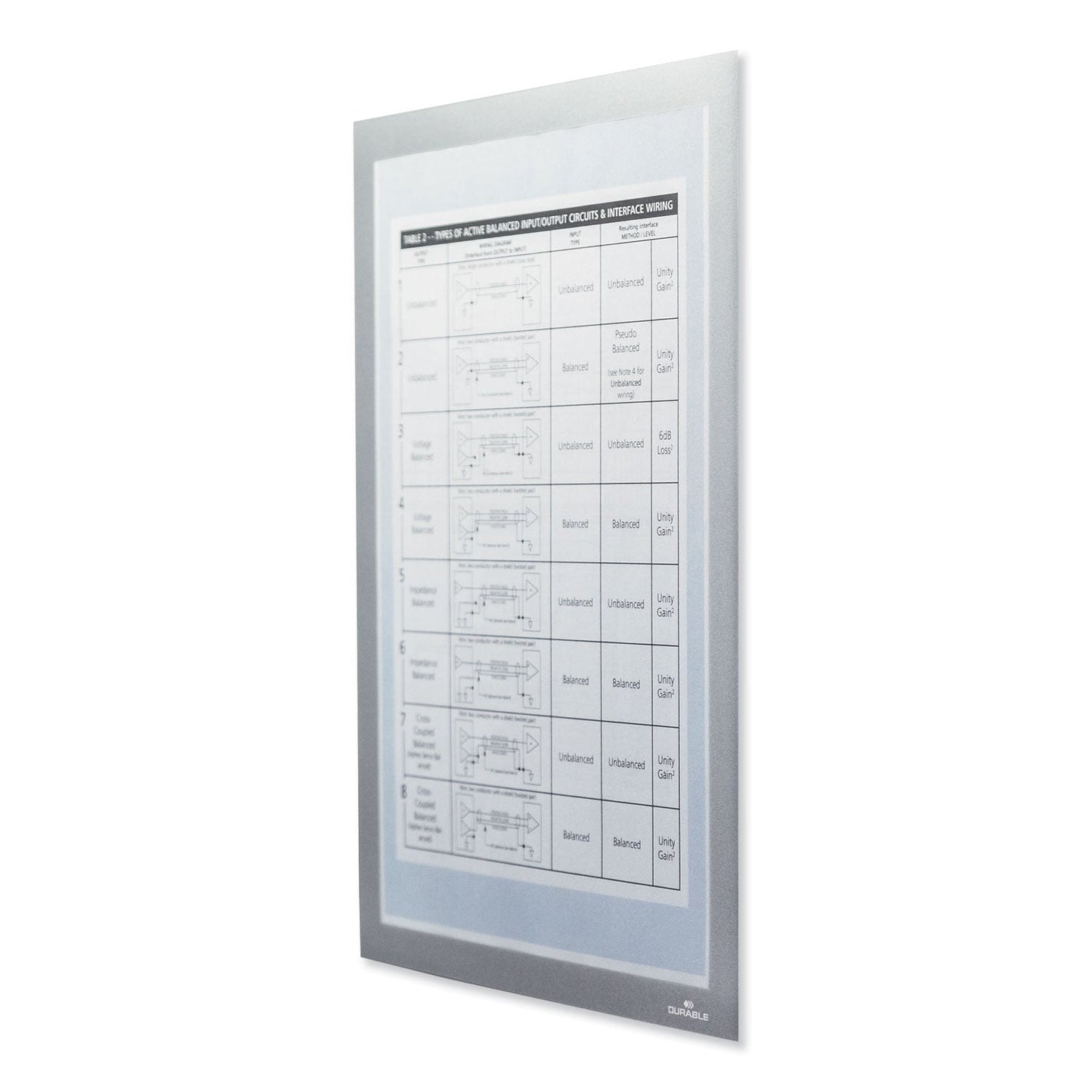 Durable DURAFRAME Magnetic Plus Sign Holder, 8.5 x 11, Silver Frame, 2/Pack
