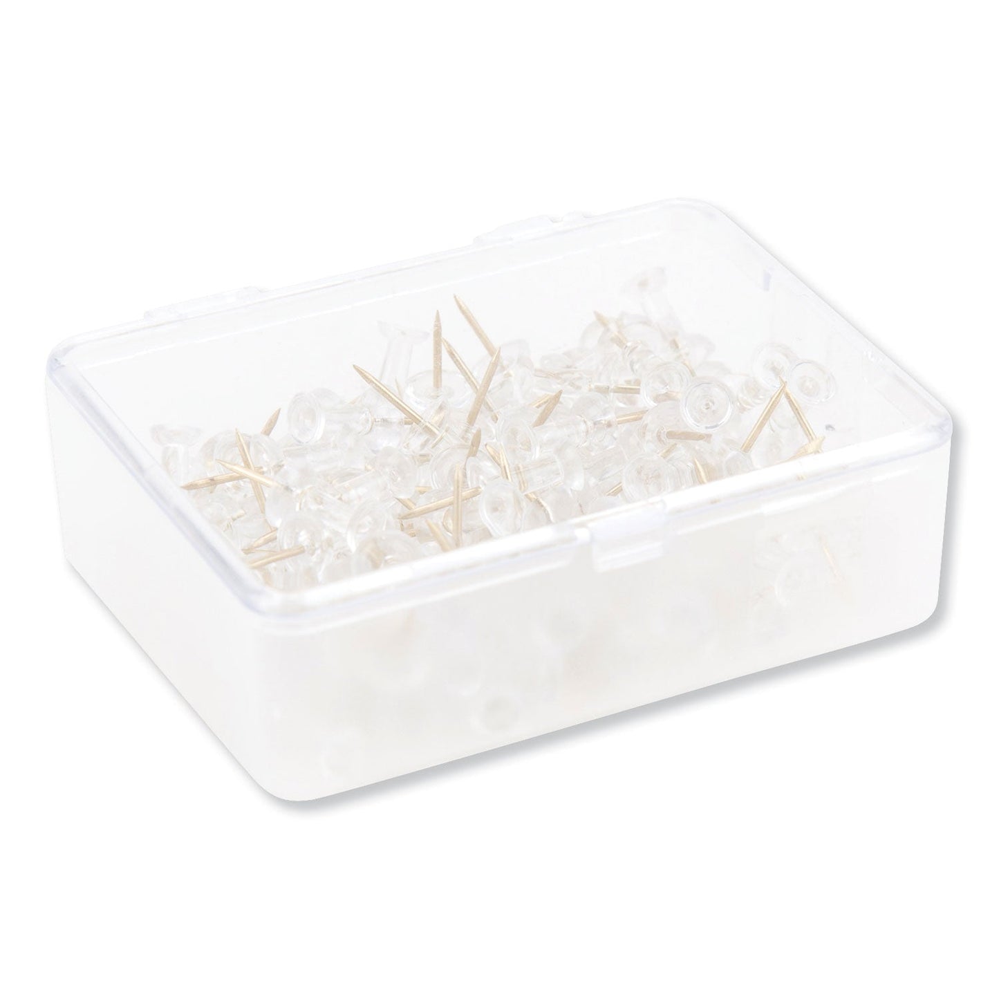 U Brands Standard Push Pins, Plastic, Clear, Clear Head/Gold Pin, 0.44", 100/Pack