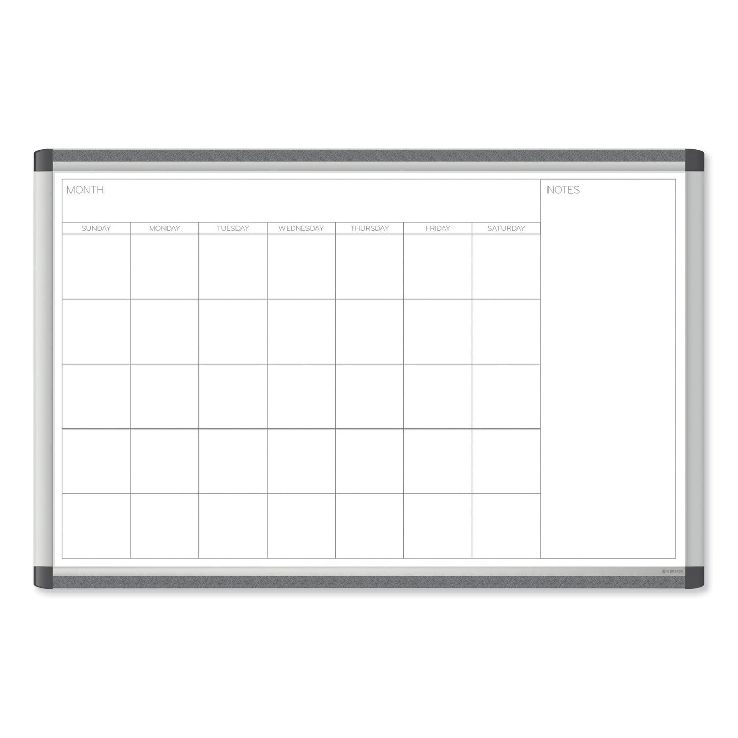 U Brands PINIT Magnetic Dry Erase Undated One Month Calendar, 36 x 24, White