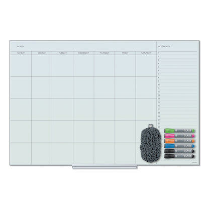U Brands Floating Glass Dry Erase Undated One Month Calendar, 36 x 24, White
