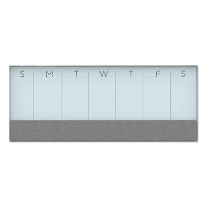 U Brands 3N1 Magnetic Glass Dry Erase Combo Board, 35 x 14.25, Week View, White Surface and Frame