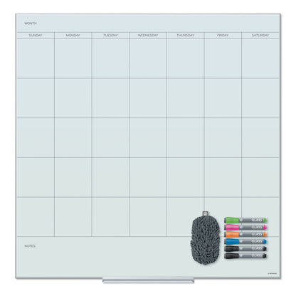 U Brands Floating Glass Dry Erase Undated One Month Calendar, 36 x 36, White