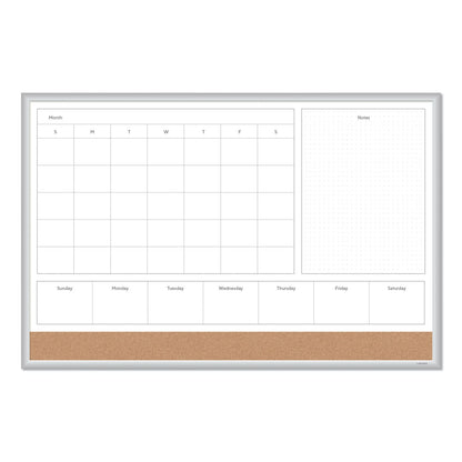 U Brands 4N1 Magnetic Dry Erase Combo Board, 36 x 24, White/Natural
