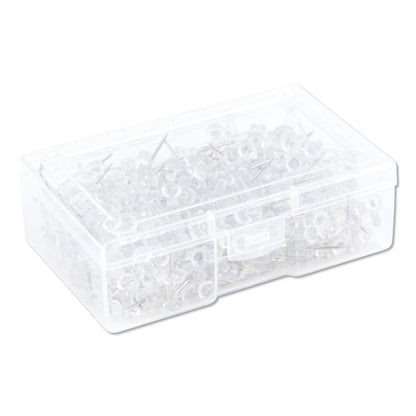 U Brands Standard Push Pins, Plastic, Clear, Clear Head/Silver Pin, 0.44", 200/Pack