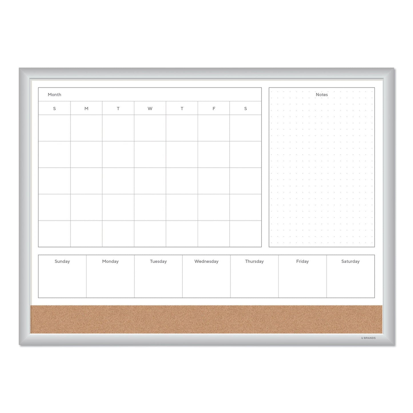 U Brands 4N1 Magnetic Dry Erase Combo Board, 24 x 18, White/Natural