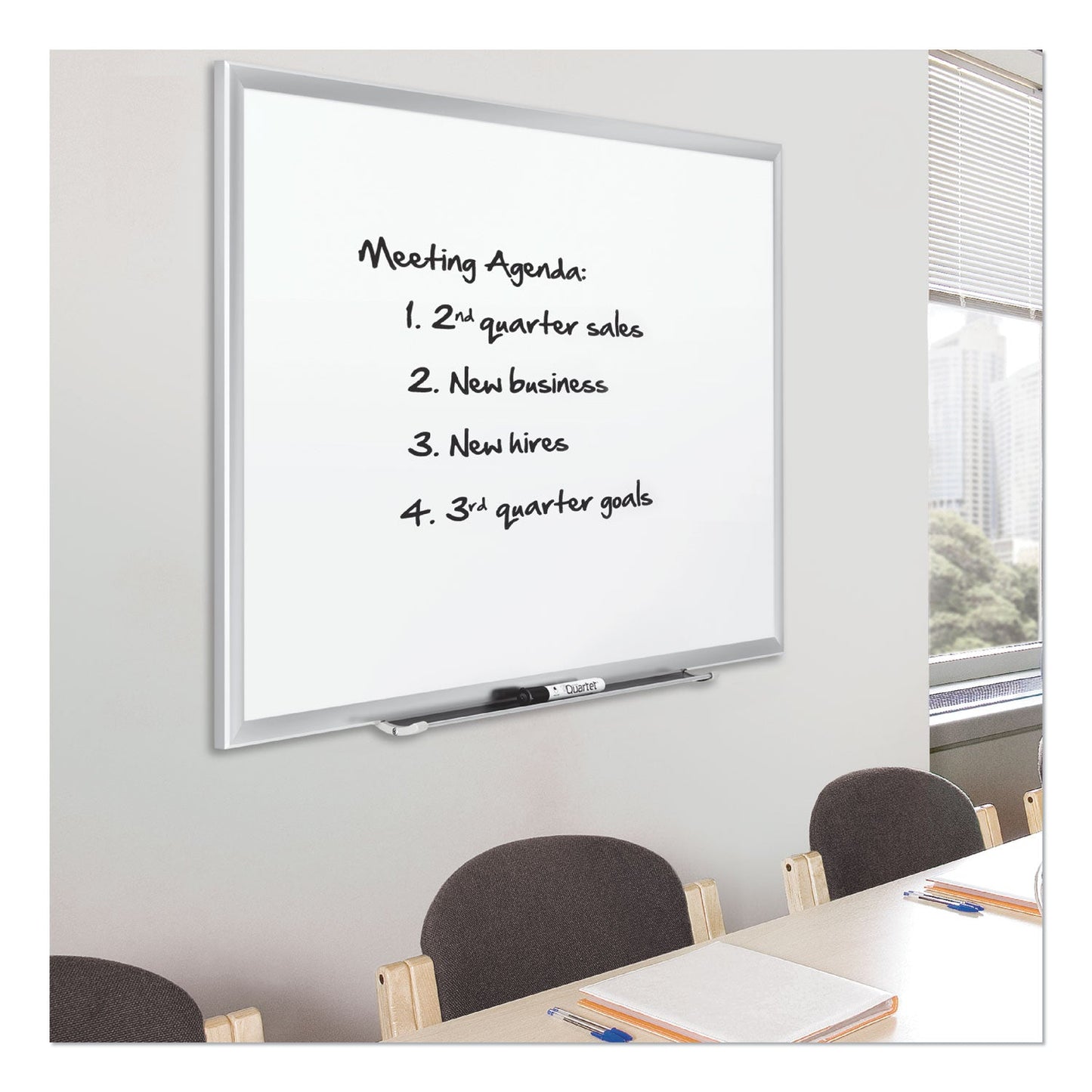 Quartet Classic Series Porcelain Magnetic Board, 36 x 24, White, Silver Aluminum Frame