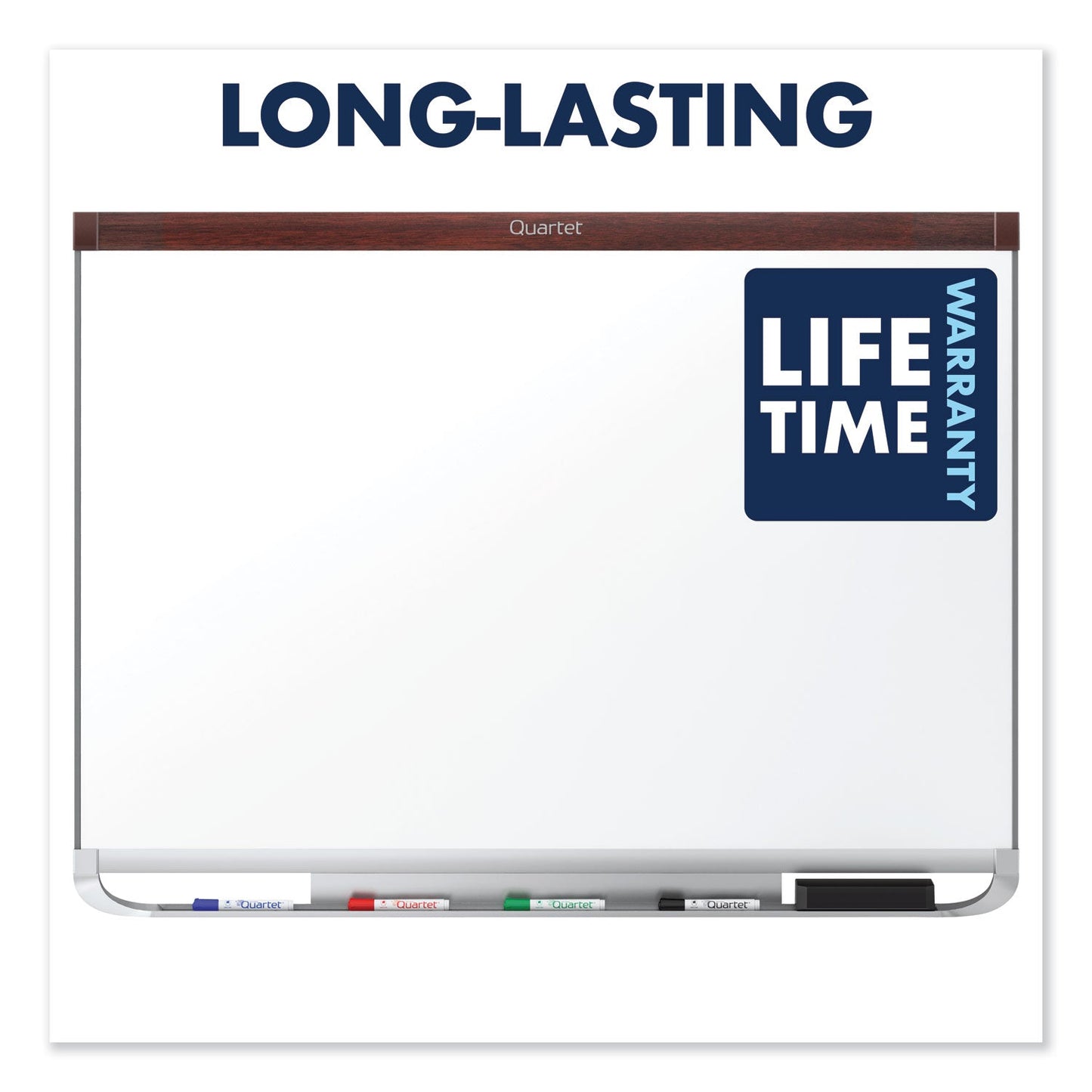 Quartet Prestige 2 DuraMax Magnetic Porcelain Whiteboard, 72 x 48, Mahogany Frame