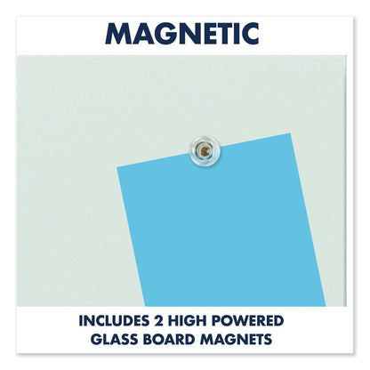Quartet Evoque Magnetic Glass Marker Board with Black Aluminum Frame, 74 x 42, White