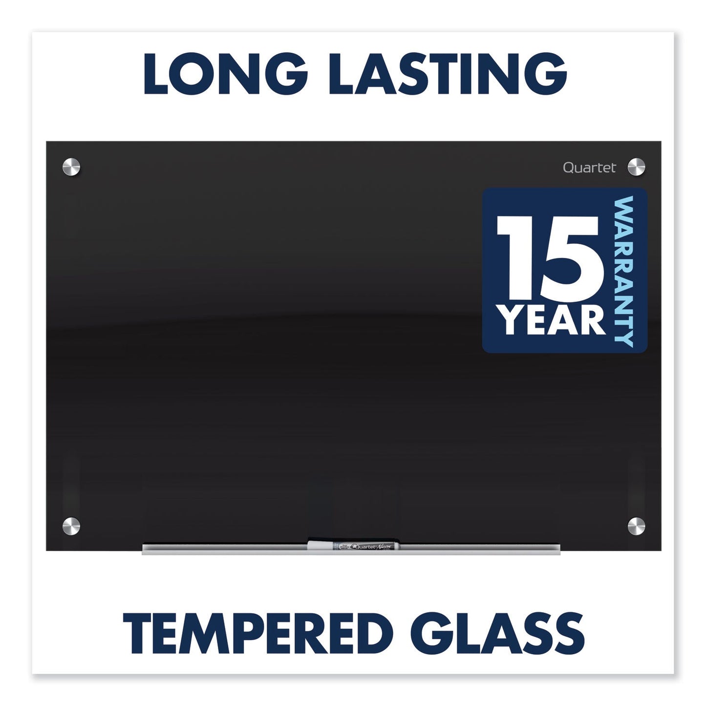 Quartet Infinity Black Glass Magnetic Marker Board, 48 x 36