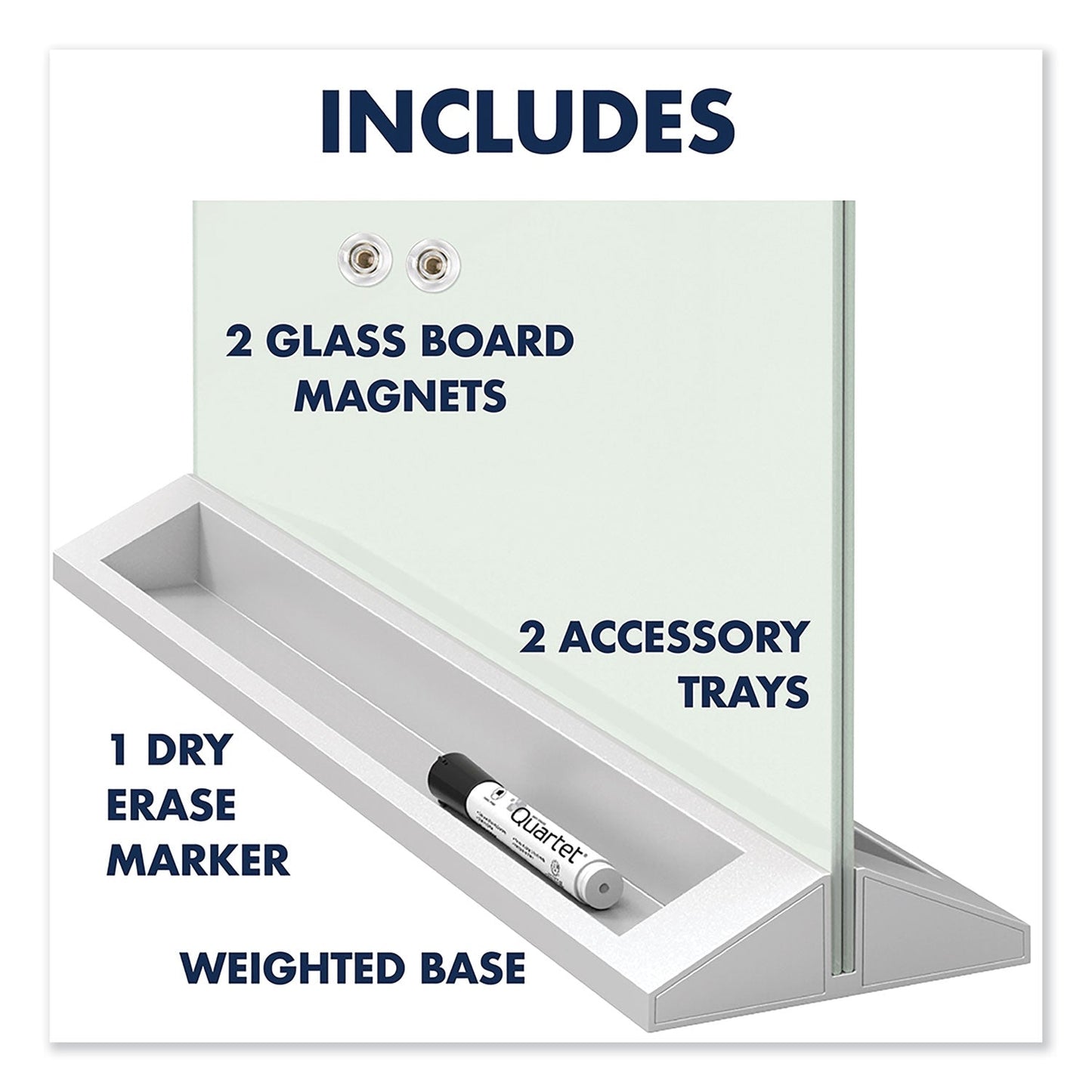 Quartet Desktop Magnetic Glass Dry-Erase Panel, 23" x 17", White