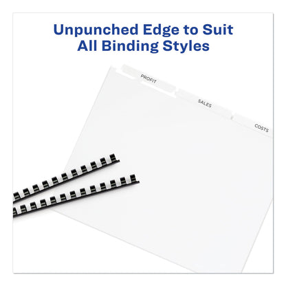 Avery Print and Apply Index Maker Clear Label Unpunched Dividers, 3-Tab, 11 x 8.5, White, 5 Sets