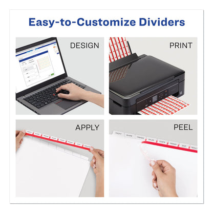 Avery Print and Apply Index Maker Clear Label Dividers, 8-Tab, 11 x 8.5, White, 50 Sets