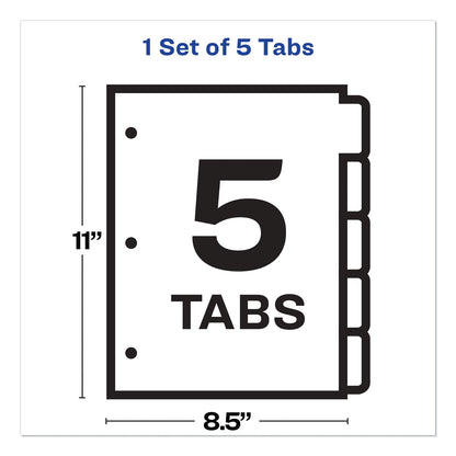 Avery Print and Apply Index Maker Clear Label Plastic Dividers w/Printable Label Strip, 5-Tab, 11 x 8.5, Frosted Clear Tabs, 1 Set