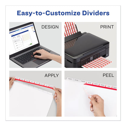 Avery Print and Apply Index Maker Clear Label Dividers, 8-Tab, 11 x 8.5, White, 5 Sets