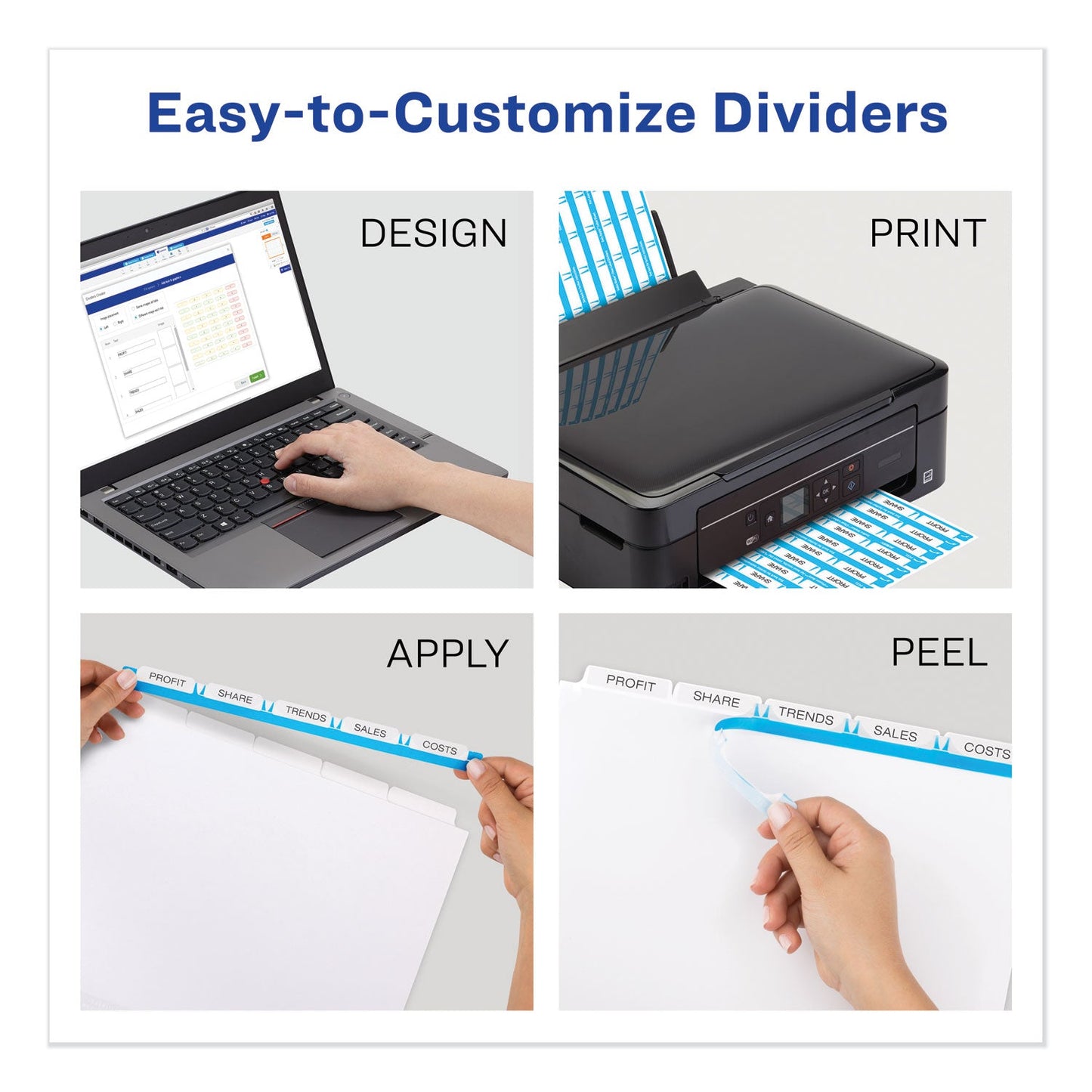 Avery Print and Apply Index Maker Clear Label Unpunched Dividers with Printable Label Strip, 5-Tab, 11 x 8.5, Clear, 5 Sets