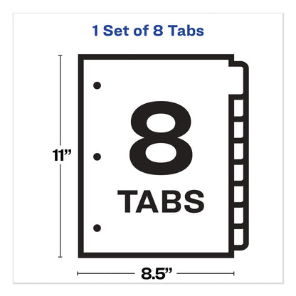 Avery Print and Apply Index Maker Clear Label Plastic Dividers with Printable Label Strip, 8-Tab, 11 x 8.5, Assorted Tabs, 1 Set