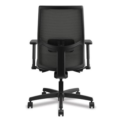HON Ignition 2.0 4-Way Stretch Mid-Back Mesh Task Chair, Supports 300 lb, 17" to 21" Seat, Frost Seat, Charcoal Back, Black Base