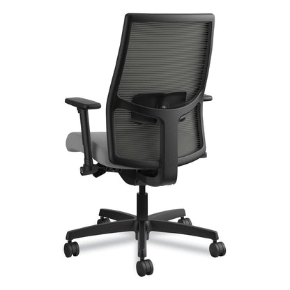HON Ignition 2.0 4-Way Stretch Mid-Back Mesh Task Chair, Supports 300 lb, 17" to 21" Seat, Frost Seat, Charcoal Back, Black Base