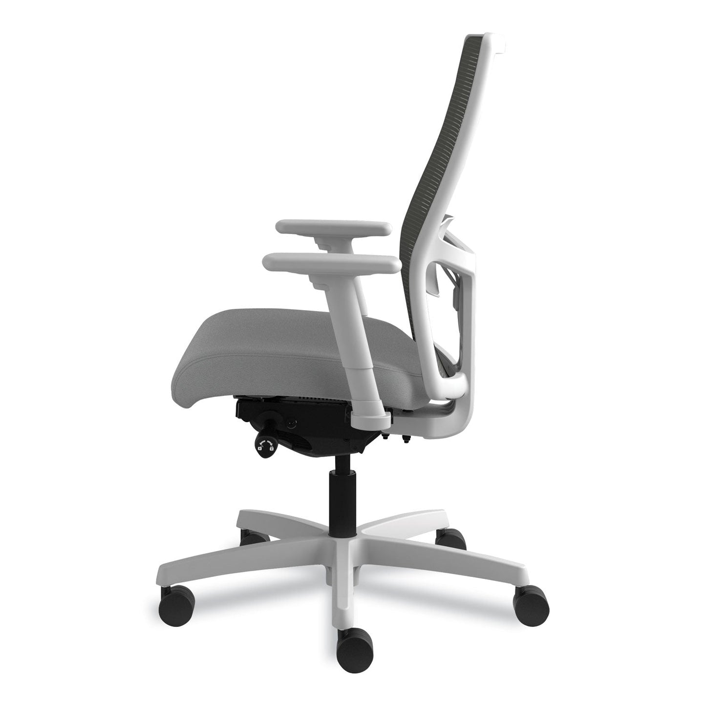 HON Ignition 2.0 4-Way Stretch Mid-Back Mesh Task Chair, Supports Up to 300 lb, Frost Seat, Charcoal Back, Titanium Base