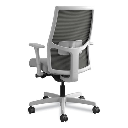 HON Ignition 2.0 4-Way Stretch Mid-Back Mesh Task Chair, Supports Up to 300 lb, Frost Seat, Charcoal Back, Titanium Base