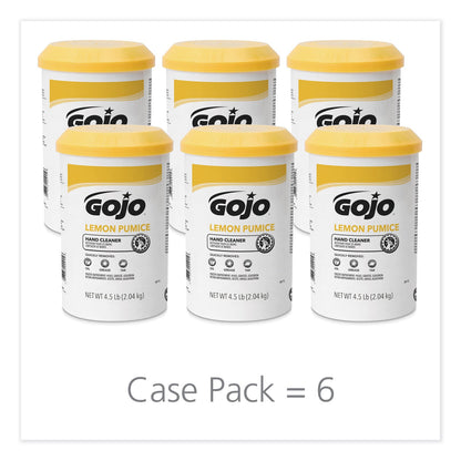 GOJO Lemon Pumice Hand Cleaner, Lemon Scent, 4.5 lb Tub, 6/Carton