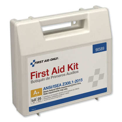 First Aid Only ANSI 2015 Compliant Class A+ Type I and II First Aid Kit for 25 People, 141 Pieces, Plastic Case