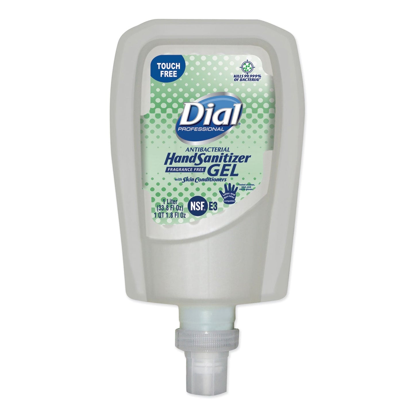 Dial Antibacterial Gel Hand Sanitizer Refill for FIT Touch Free Dispenser, Fragrance-Free, 1.2 L
