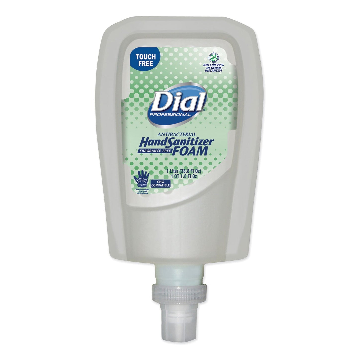 Dial Antibacterial Foaming Hand Sanitizer Refill for FIT Touch Free Dispenser, 1 L Bottle, Fragrance-Free, 3/Carton