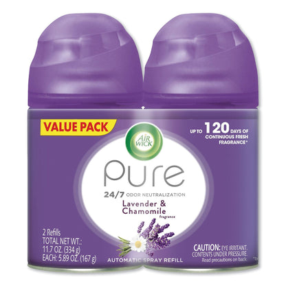Air Wick Freshmatic Ultra Spray Refill, Lavender/Chamomile, 5.89 oz Aerosol Spray, 2/Pack, 3 Packs/Carton