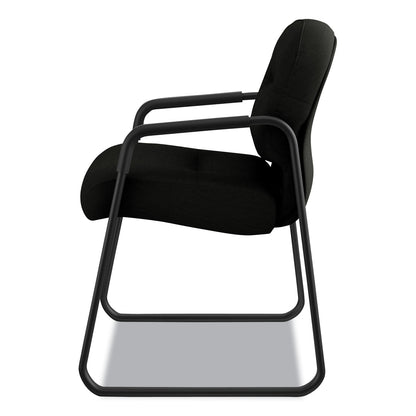 HON Pillow-Soft 2090 Series Guest Arm Chair, Leather, 31.25" x 35.75" x 36", Black