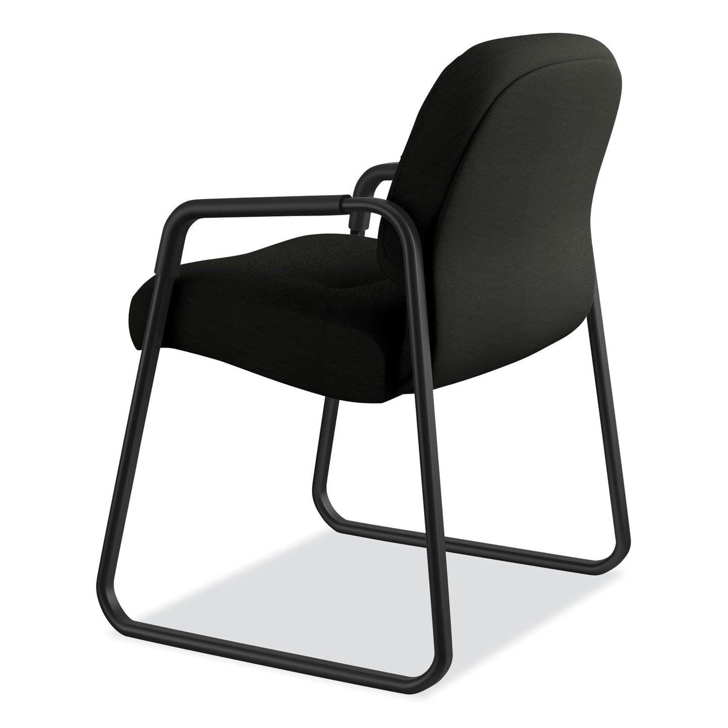 HON Pillow-Soft 2090 Series Guest Arm Chair, Leather, 31.25" x 35.75" x 36", Black