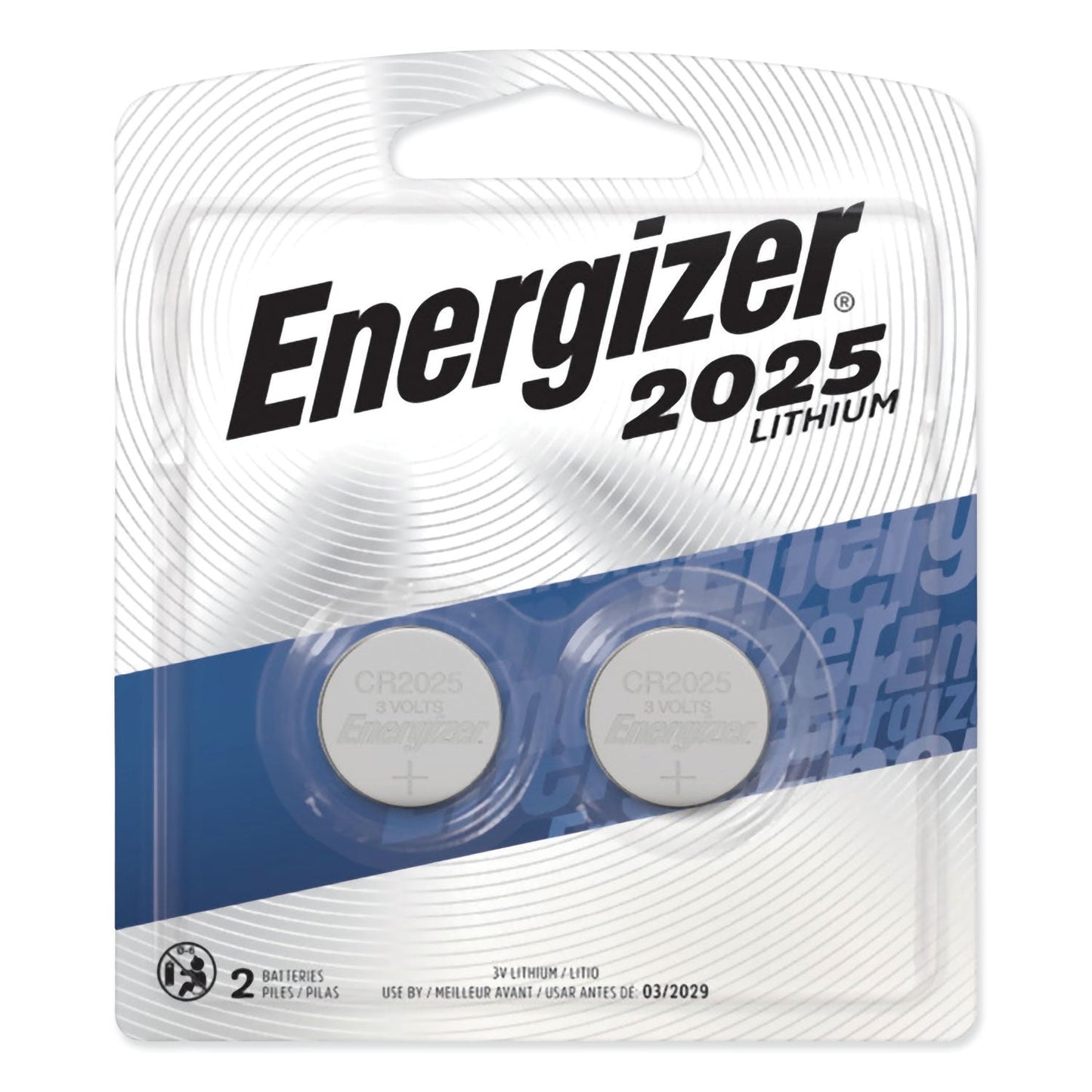 Energizer 2025 Lithium Coin Battery, 3 V, 2/Pack