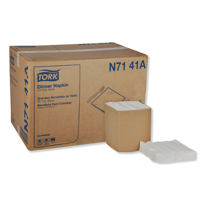Tork Universal Dinner Napkins, 1-Ply, 17" x 17", 1/4 Fold, White, 4008/Carton