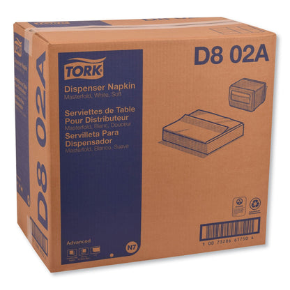 Tork Advanced Masterfold Dispenser Napkins, 1-Ply,12" x 17", White, 6000/Carton