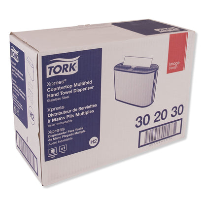 Tork Xpress Countertop Towel Dispenser, 12.68 x 4.56 x 7.92, Stainless Steel/Black