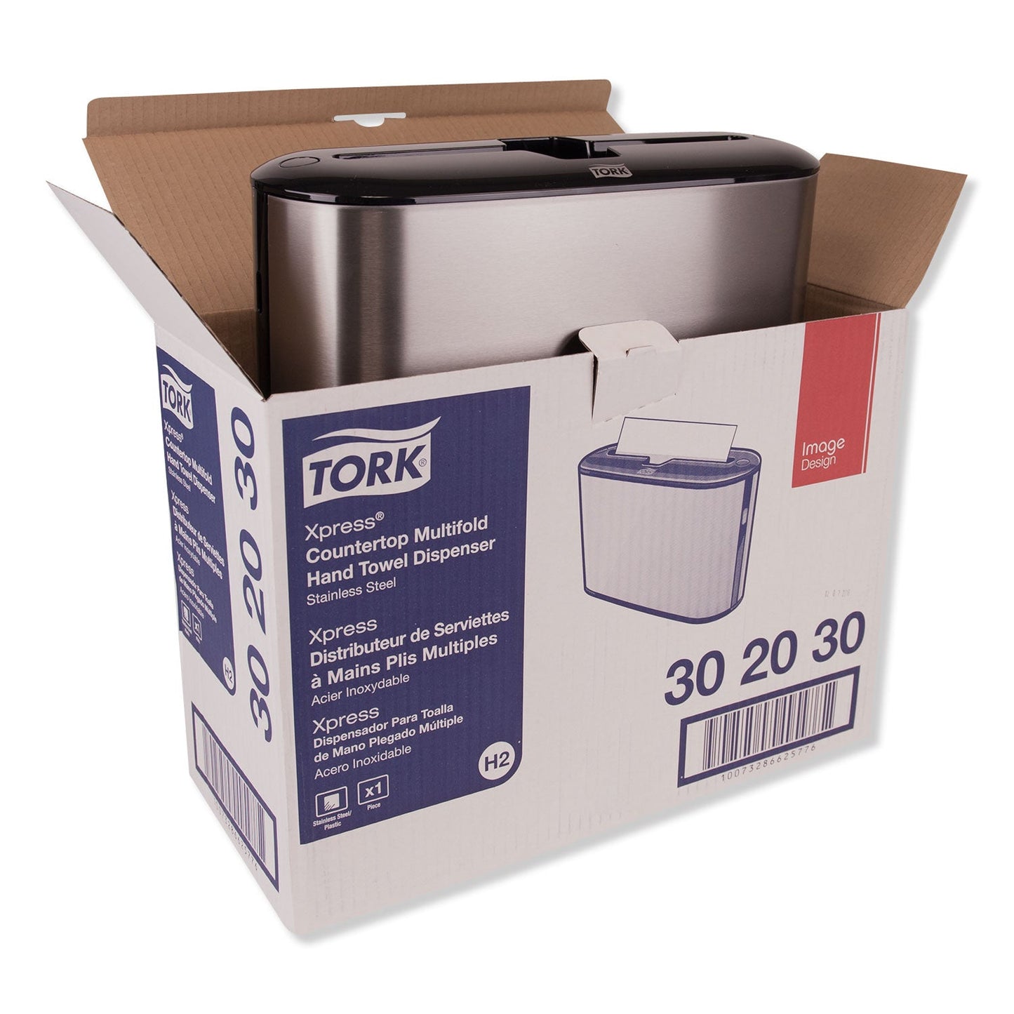 Tork Xpress Countertop Towel Dispenser, 12.68 x 4.56 x 7.92, Stainless Steel/Black