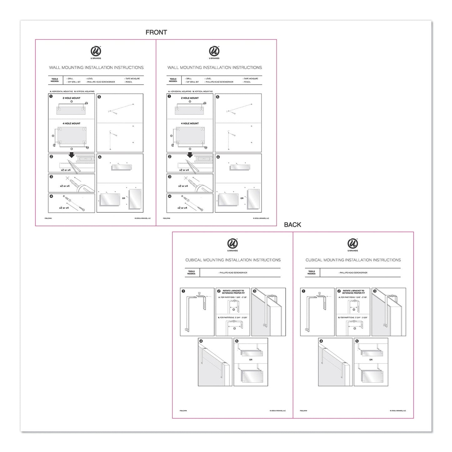 U Brands Cubicle Glass Dry Erase Undated One Week Calendar Board, 20 x 5.5, White
