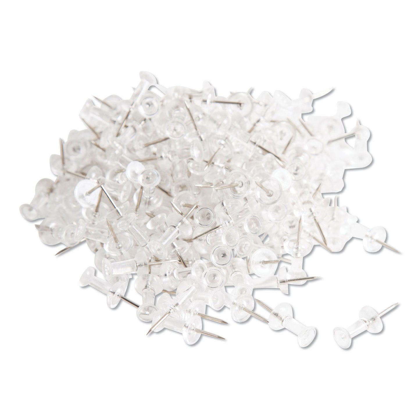 U Brands Standard Push Pins, Plastic, Clear, 0.44", 200/Pack