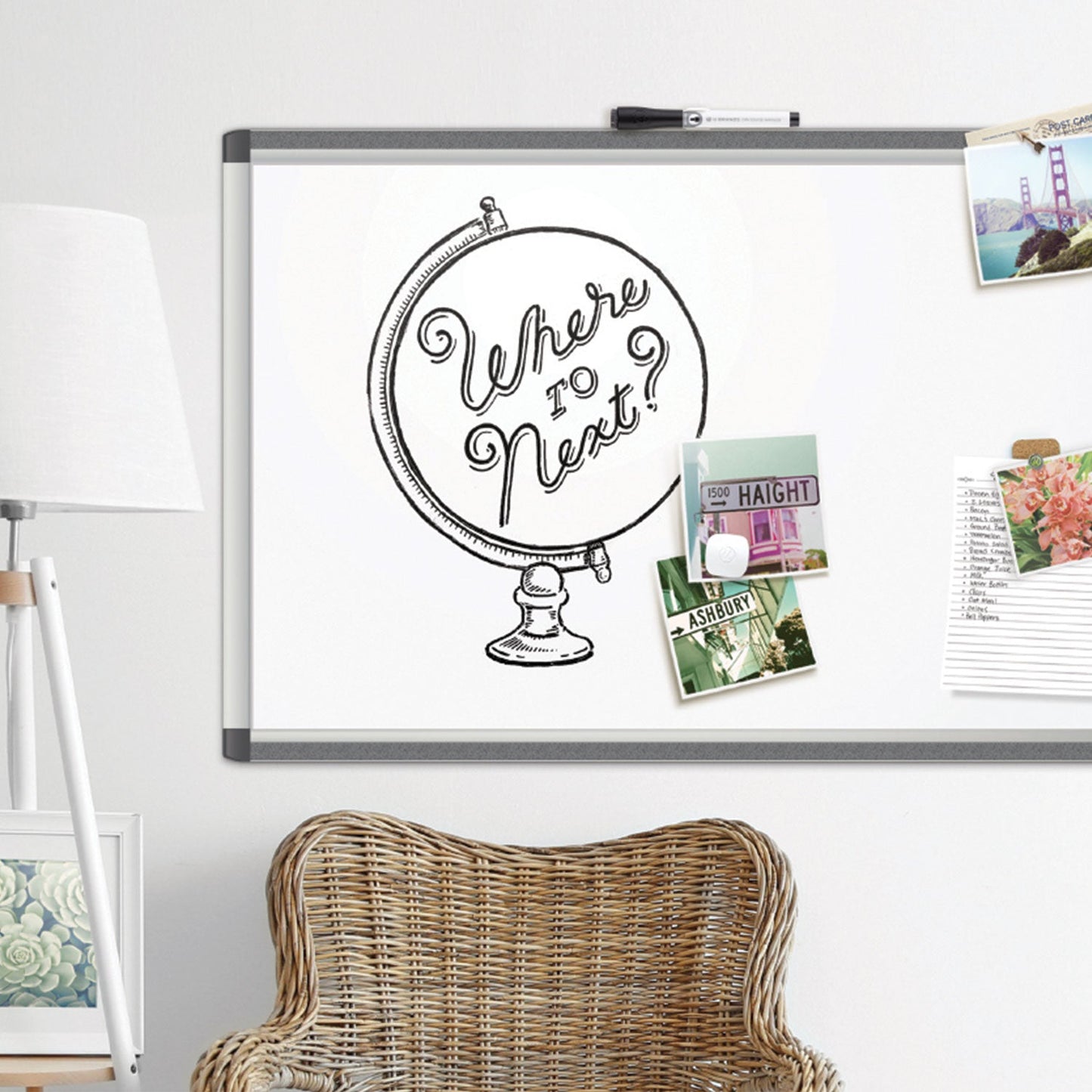 U Brands PINIT Magnetic Dry Erase Board, 72 x 48, White