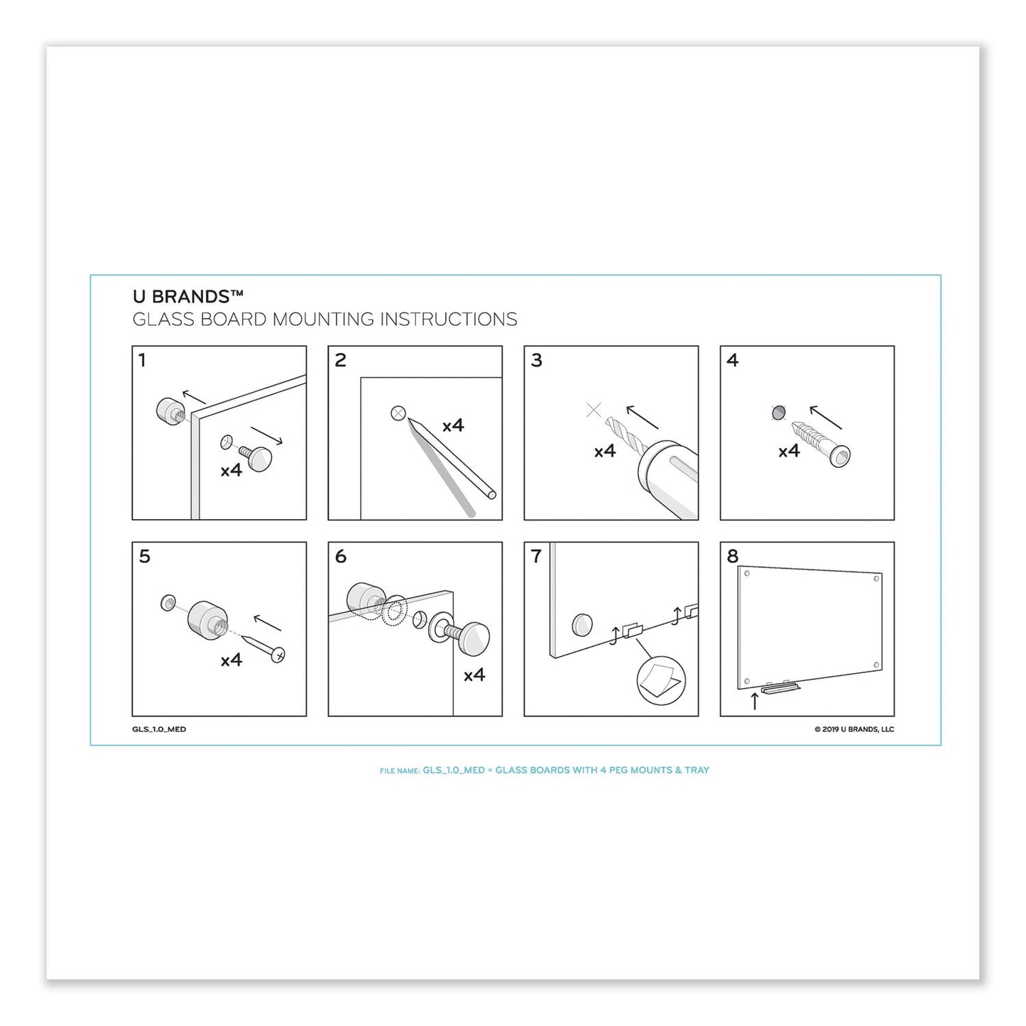 U Brands Magnetic Glass Dry Erase Board Value Pack, 36 x 36, White