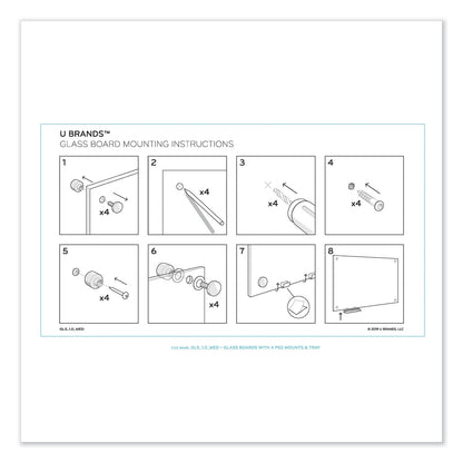 U Brands Magnetic Glass Dry Erase Board Value Pack, 36 x 36, White